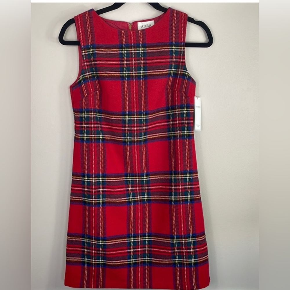 Aura Sentimental Feeling Red Plaid Dress. NWT